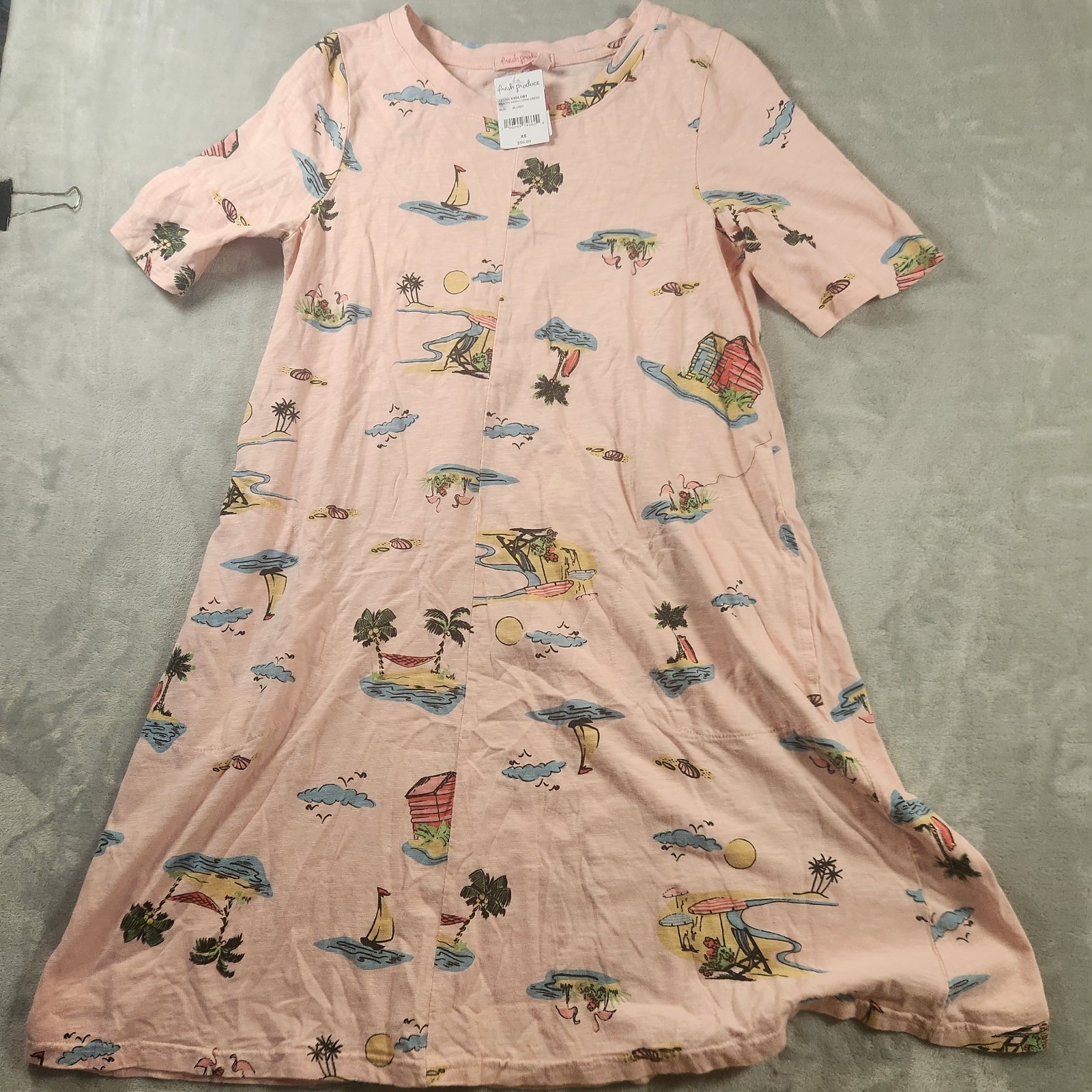 Fresh Produce Beachy Keen Lorna Blush Cotton Jersey T Shirt Sun Dress Xs Nwt